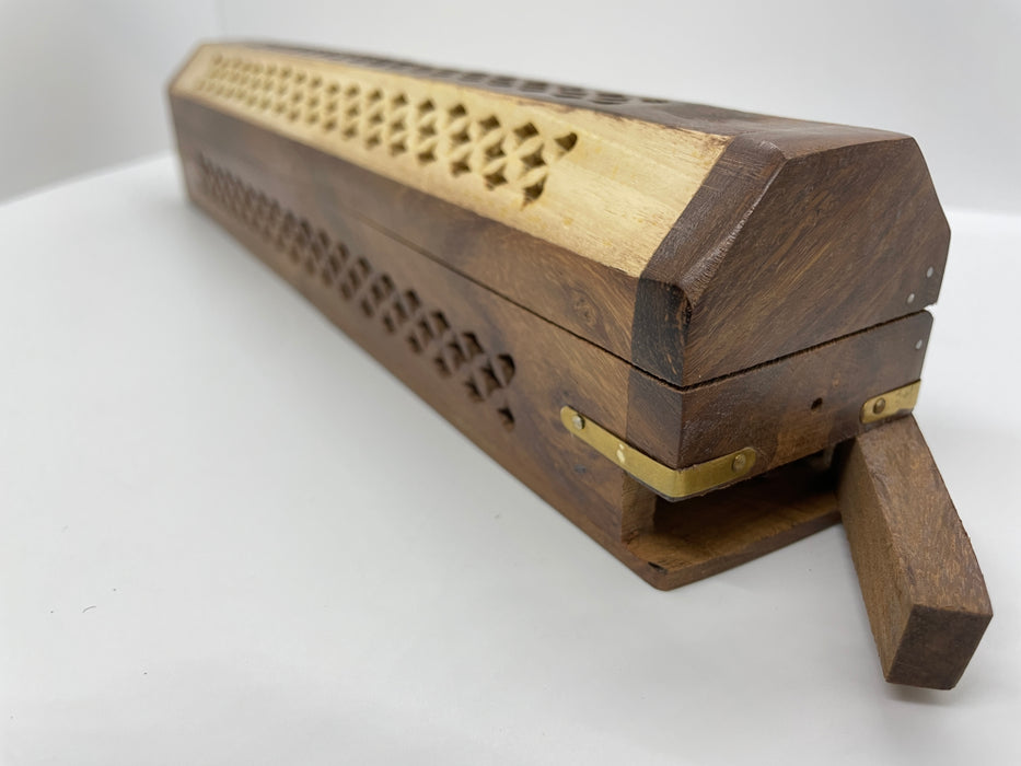 Wood Coffin Incense Burner