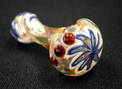 American Made Glass Flower Pattern Hand Pipe - Smokin Js
