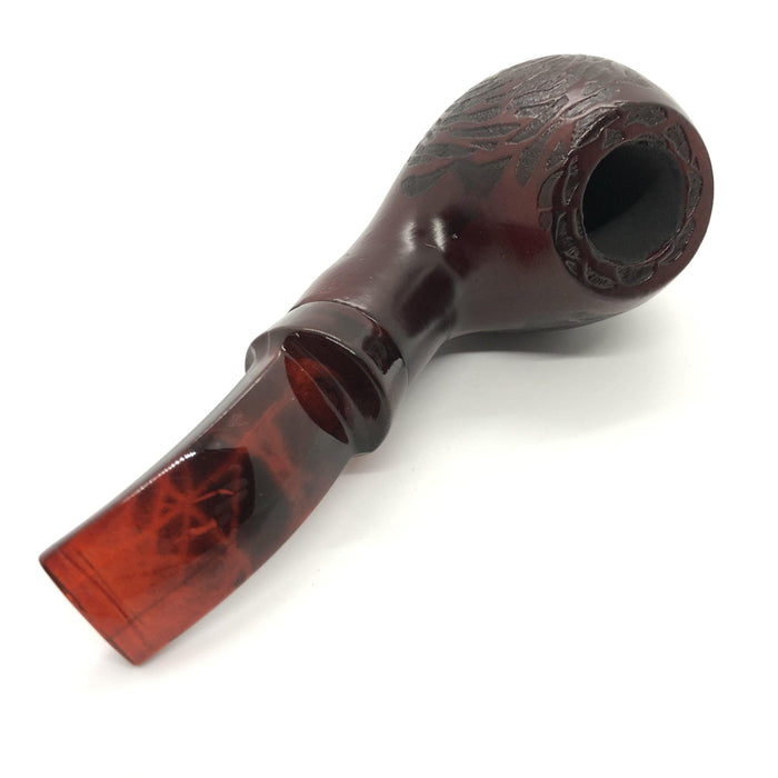 Carved Rose Wooden Traditional Pipe - Smokin Js