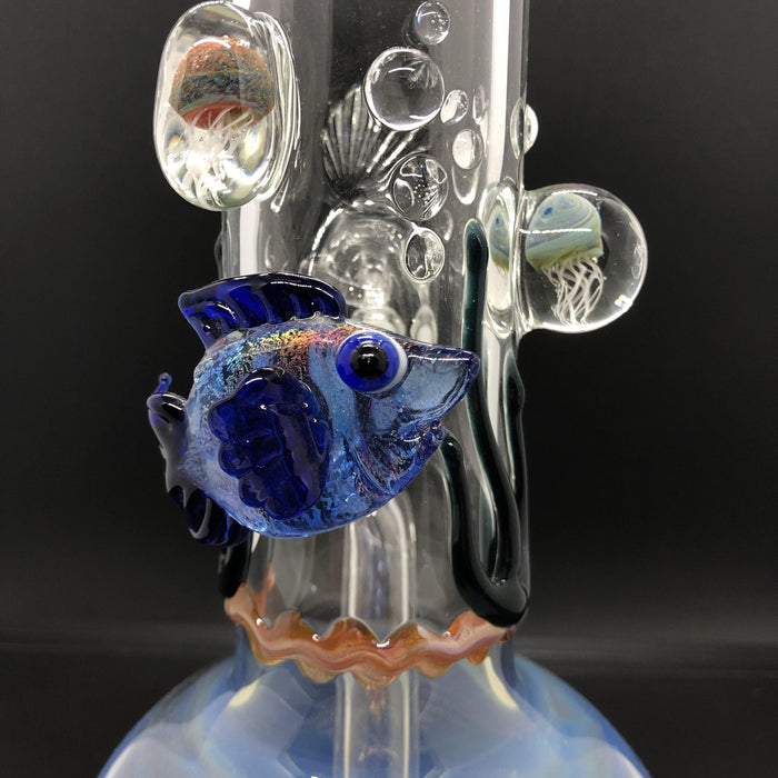 ZONG Hand Blown Glass Tobacco Pipe-US Made, JC Dichro Marble Fumed
