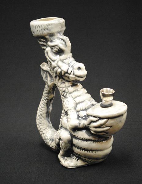 Dragon with Handle Ceramic Water Pipe - Smokin Js