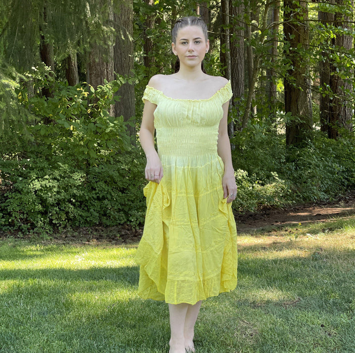Embroidered Yellow Summer Dress - Smokin Js