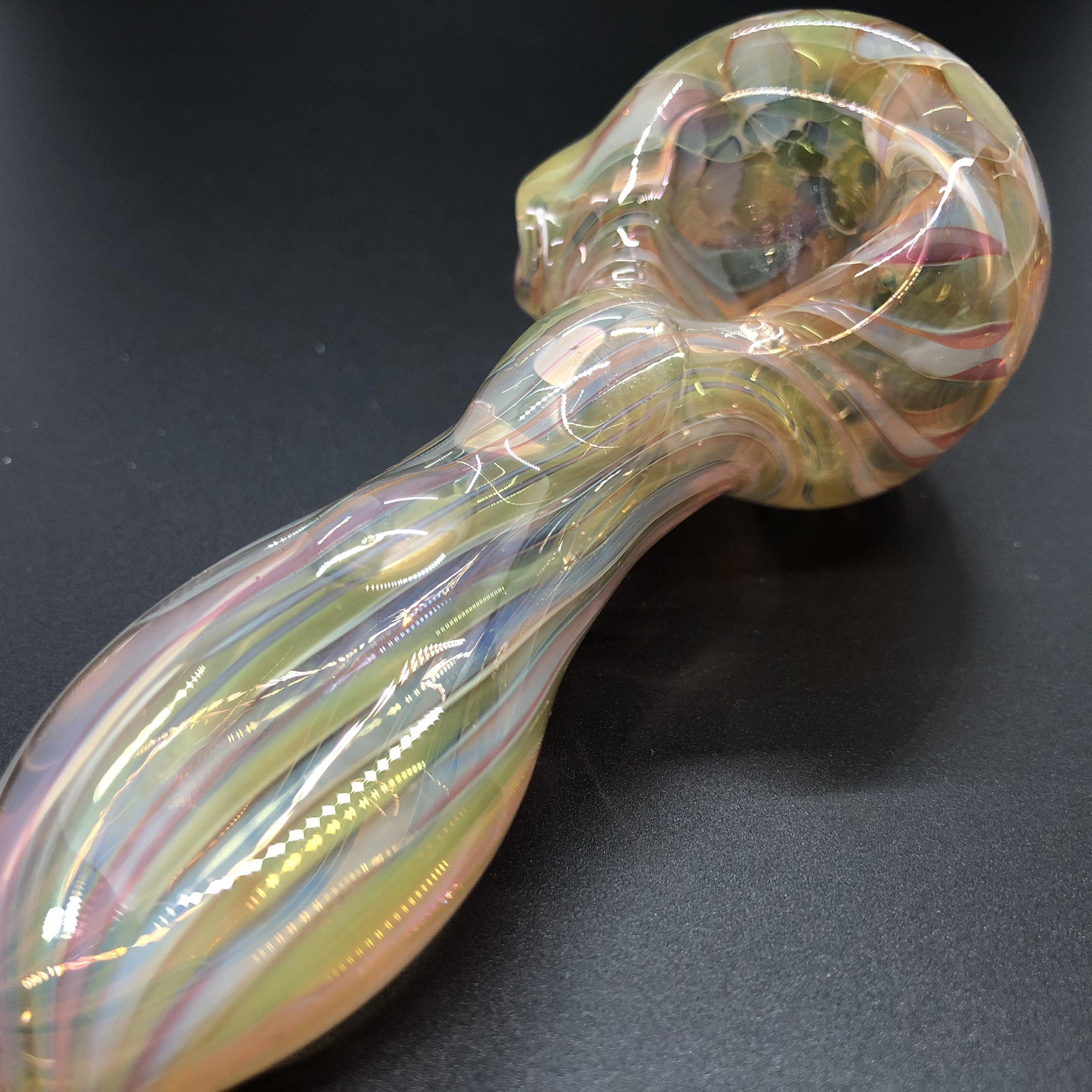 2.5 Inch Dichro & Gold Fumed Spoon Glass Hand Pipe