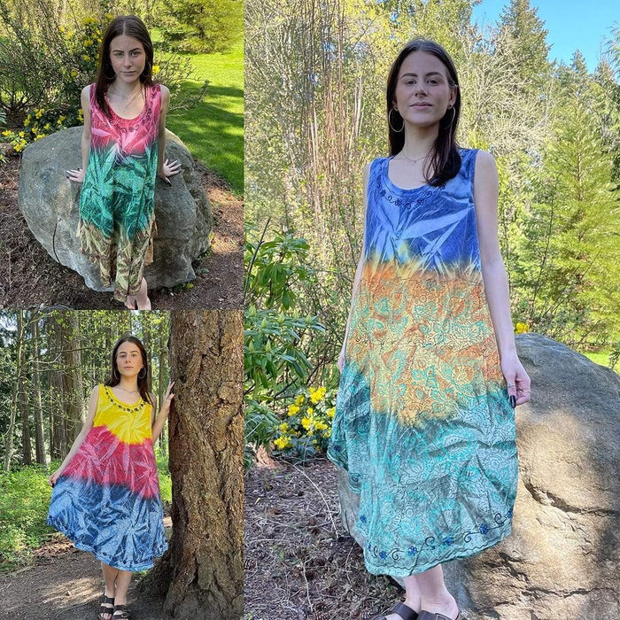 Image Print Tie Dye Summer Dress - Smokin Js
