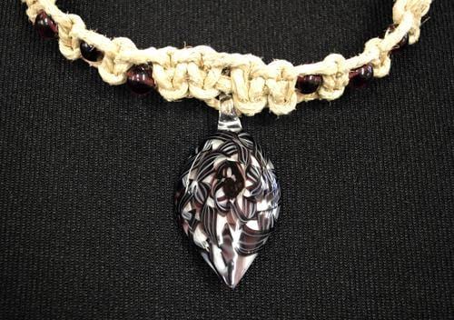 Purple Glass Pendant On A Thick Hemp Necklace - Smokin Js