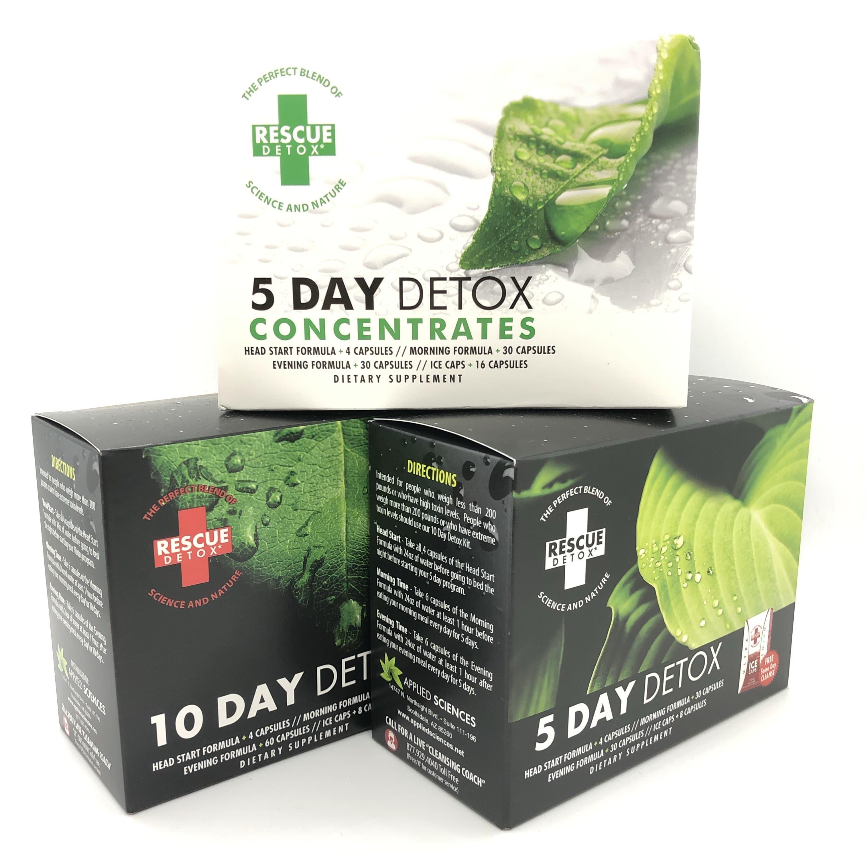 Rescue Detox 5 Day Permanent Detox Kit - 72ct Capsules | Comprehensive Full  Body Cleanse with Bonus Instant ICE Caps