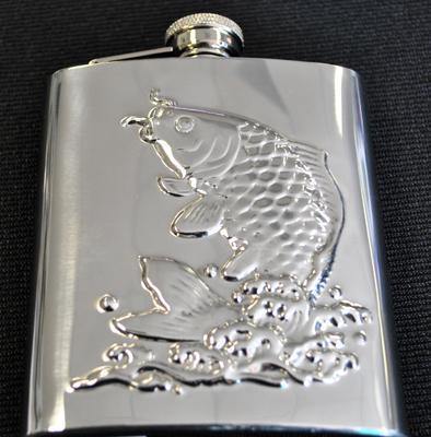 Stainless Steel Flask with Embossed Fish - Smokin Js